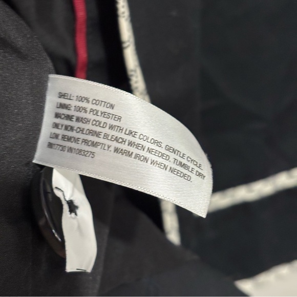 Merona Black and White Trench Coat Notched Lapels Waist Tie Size Small - Picture 11 of 11